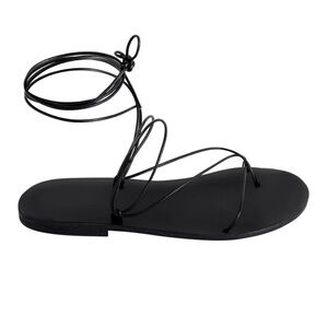 Maria Farro black leather aelia  sandals, size 38 or 8